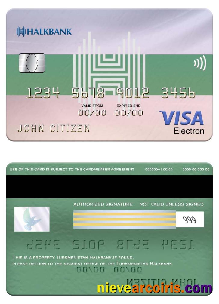 Turkmenistan Halkbank visa electron card